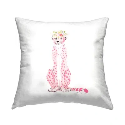 Stupell Industries Pink Cheetah Floral Crown Printed Throw Pillow Design By Patricia Pinto