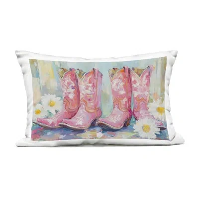 Stupell Industries Pink Cowgirl Boots Pairs Outdoor Printed Pillow, Design By Tina Lecour, 14 X 7 X 20