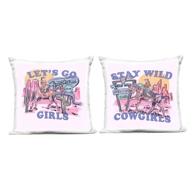 Stupell Industries Pink Cowgirl Phrases Design By Melissa Wang  Outdoor Printed Pillow (set Of 2)