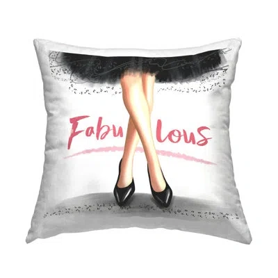 Stupell Industries Pink Fabulous Calligraphy Fashionable Black Glam Dress Printed Throw Pillow By Elizabeth Tyndall