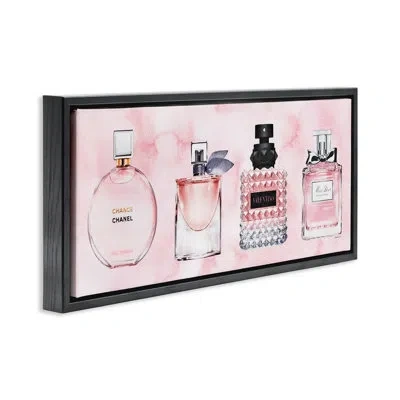Stupell Industries Pink Fashion Fragrance Bottles  Floater Canvas Wall Art By Amanda Greenwood In Jet Black Floater Frame