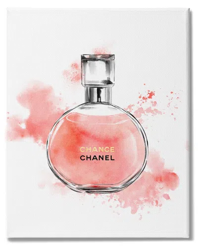 Stupell Industries Pink Fashion Watercolor Cosmetic Perfume Bottle Designer Glam Stretched Canvas Wall Art B In Red