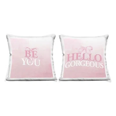Stupell Industries Pink Feminine Empowerments 2 Piece Decorative Printed Throw Pillow Set, Design By Kim Allen