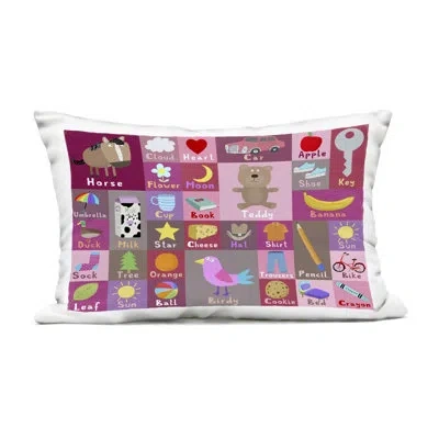 Stupell Industries Pink First Words Outdoor Printed Pillow, Design By Carla Daly