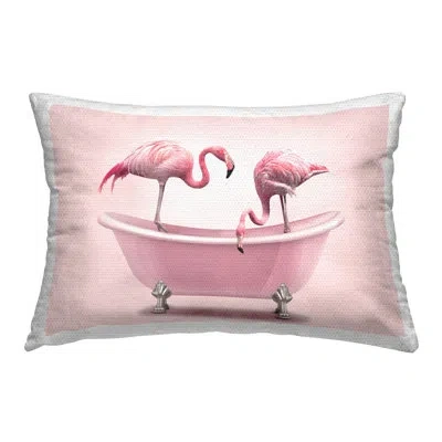 Stupell Industries Pink Flamingo Bath Outdoor Printed Pillow By Rc Ecommerce In White;pink
