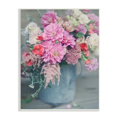 Stupell Industries Pink Floral Arrangement Soft Focus Gray Pot - Photograph In Wall Plaque