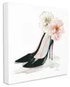 Stupell Industries Pink Floral Black Heels Chic Fashion Shoes Stretched Canvas Wall Art By Carol Robinson In Pink