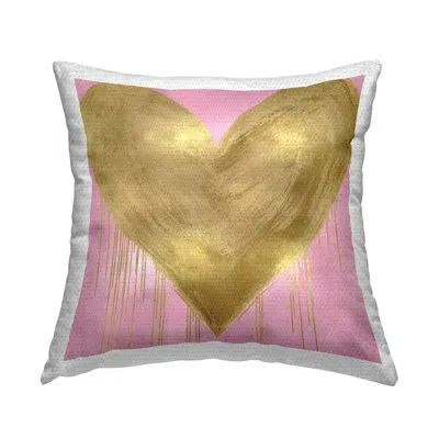Stupell Industries Pink Glam Heart Drip Outdoor Printed Pillow By Lindsay Rodgers In Brown;yellow;pink