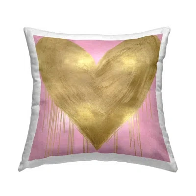 Stupell Industries Pink Glam Heart Drip Printed Throw Pillow By Lindsay Rodgers In Beige