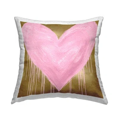 Stupell Industries Pink Glam Heart Urban Drip Outdoor Printed Pillow By Lindsay Rodgers In Brown;pink