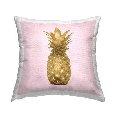 Stupell Industries Pink Glam Pineapple Tropical Fruit Outdoor Printed Pillow By Kate Bennett In White;yellow;pink