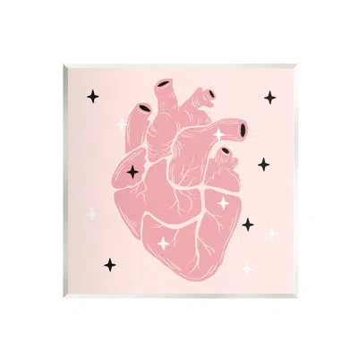 Stupell Industries Pink Goth Anatomical Heart By Sally Swatland - Graphic Art In Wood