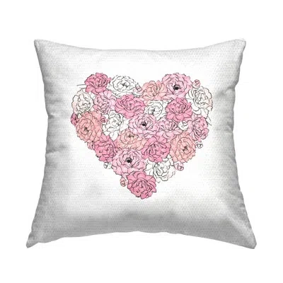 Stupell Industries Pink Heart Shaped Roses Outdoor Printed Pillow By Martina Pavlova