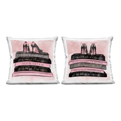 Stupell Industries Pink Heels Atop Books 2 Piece Decorative Printed Throw Pillow Set, Design By Natalie Carpentieri