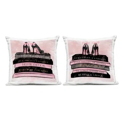Stupell Industries Pink Heels Atop Books 2 Piece Outdoor Printed Pillow Set, Design By Natalie Carpentieri