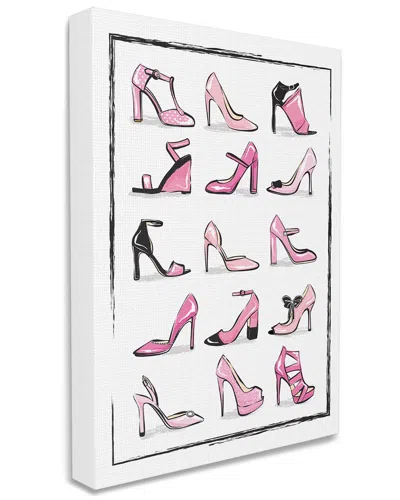 Stupell Industries Pink Heels Lined Up Women's Glam Shoes Stretched Canvas Wall Art By Martina