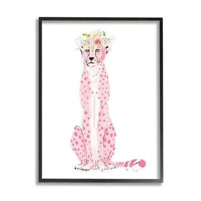 Stupell Industries Pink Leopard Floral Garland Black Framed Giclee Art By Patricia Pinto In Midnight Black Framed Giclee