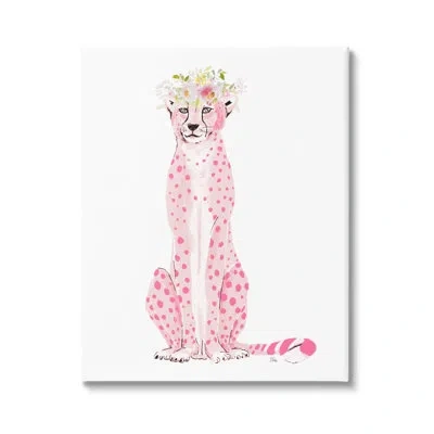 Stupell Industries Pink Leopard Floral Garland By Patricia Pinto - Wrapped Canvas Graphic Art In White;green;pink