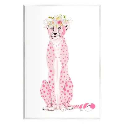 Stupell Industries Pink Leopard Floral Garland Floater Canvas Wall Art By Patricia Pinto In Wood
