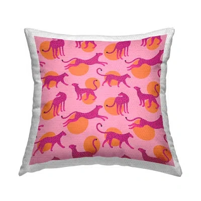 Stupell Industries Pink Leopards Over Orange Polka Dots Outdoor Printed Pillow By Lisa Perry Whitebutton In White;pink;orange