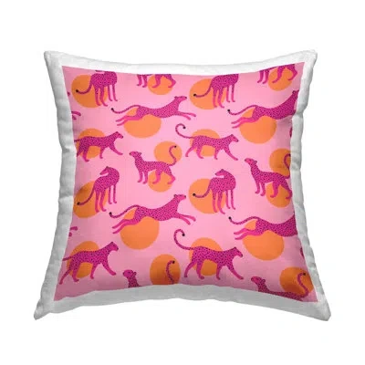Stupell Industries Pink Leopards Over Orange Polka Dots Printed Throw Pillow Design By Lisa Perry Whitebutton In Beige