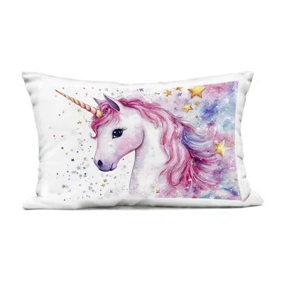 Stupell Industries Pink Mane Unicorn With Stars Outdoor Printed Pillow, Design By Creative Studio, 14 X 7 X 20