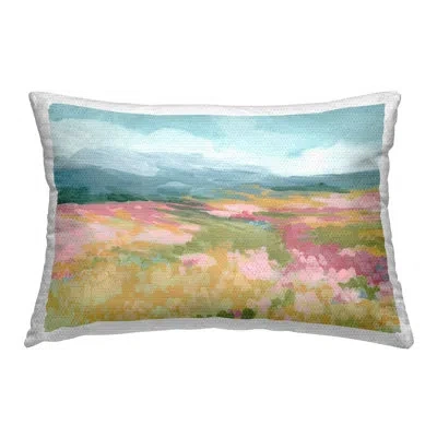 Stupell Industries Pink Meadow Landscape Outdoor Printed Pillow By June Erica Vess In Blue