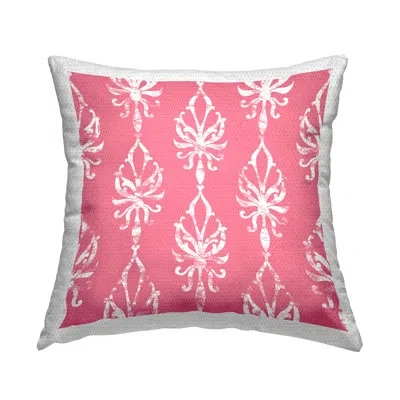Stupell Industries Pink Ornate Arrangement Pattern Outdoor Printed Pillow By Geoff Tygert In White;pink