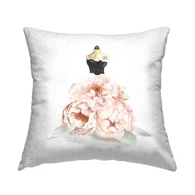 Stupell Industries Pink Peonies Floral Dress Black Corset Fashion Mannequin Outdoor Printed Pillow By Carol Robinson In Black;white;pink