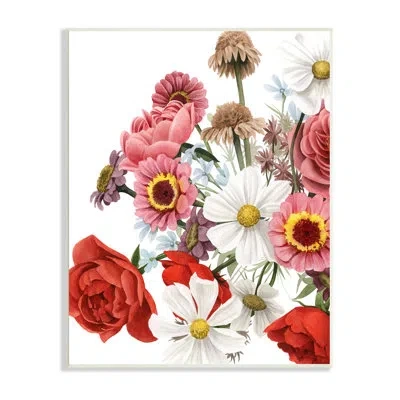 Stupell Industries Pink Red Spring Bloom Flower Bouquet Roses Daisies By Grace Popp In Wall Plaque