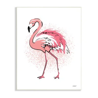 Stupell Industries Pink Splatter Flamingo Feathers Tropical Bird By Martina Pavlova - Graphic Art In Wood