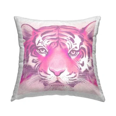 Stupell Industries Pink Tiger Face Outdoor Printed Pillow By Daphne Polselli