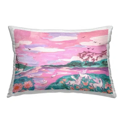 Stupell Industries Pink Whimsical Unicorns Outdoor Printed Pillow By Melissa Wang