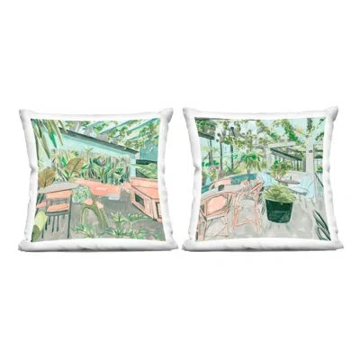 Stupell Industries Plant Filled Café Views Design By Melissa Wang  Throw Pillow (set Of 2) In Green