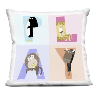 Stupell Industries Play Letters Squares With Animals Decorative Printed Throw Pillow, Design By Carla Daly, 18 X 7 X 18 In Pink