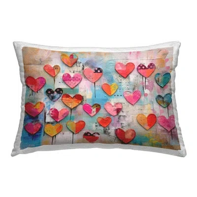 Stupell Industries Playful Urban Hearts Pattern Printed Outdoor Throw Pillow Design By Lsr Design Studio In Pink
