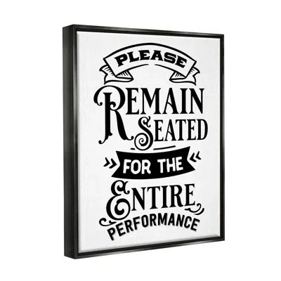 Stupell Industries Please Remain Seated Humorous Vintage Bathroom Saying By Lettered And Lined - Floater Frame Print On In Jet Black Floater Frame