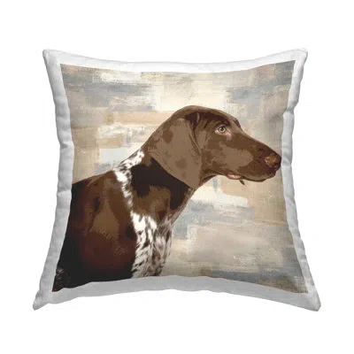 Stupell Industries Pointer Dog Side Portrait Soft Cross Hatch Pattern Decorative Printed Throw Pillow By Keri Rodgers In Beige