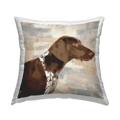 Stupell Industries Pointer Dog Side Portrait Soft Cross Hatch Pattern Outdoor Printed Pillow By Keri Rodgers In Brown;white