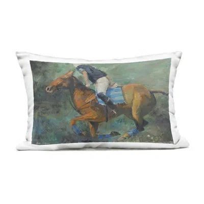 Stupell Industries Polo Rider In Dynamic Motion Outdoor Printed Pillow, Design By Jadei Graphics In Green