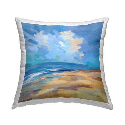 Stupell Industries Polyester Throw Square Indoor/outdoor Pillow Cover & Insert In Blue;brown