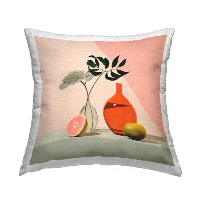 Stupell Industries Polyester Throw Square Indoor/outdoor Pillow Cover & Insert In Pink