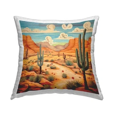Stupell Industries Polyester Throw Square Indoor/outdoor Pillow Cover & Insert In Tan