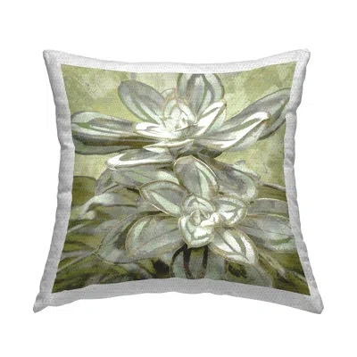 Stupell Industries Polyester Throw Square Indoor/outdoor Pillow Cover & Insert In White;green;gray