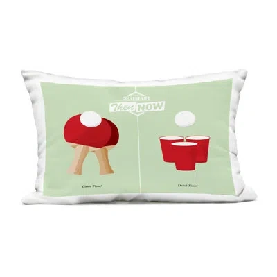 Stupell Industries Pong Drink And Game Time Outdoor Printed Pillow, Design By Jadei Graphics In Green