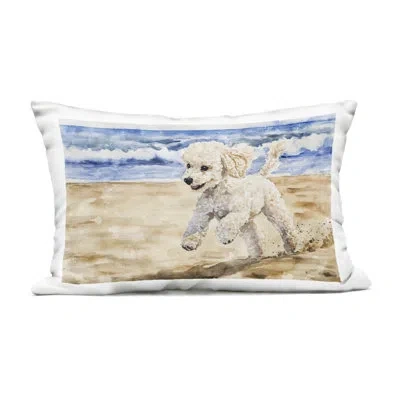 Stupell Industries Poodle's Journey On Beach Outdoor Printed Pillow, Design By Svetlana Aleynikova, 14 X 7 X 20 In Tan