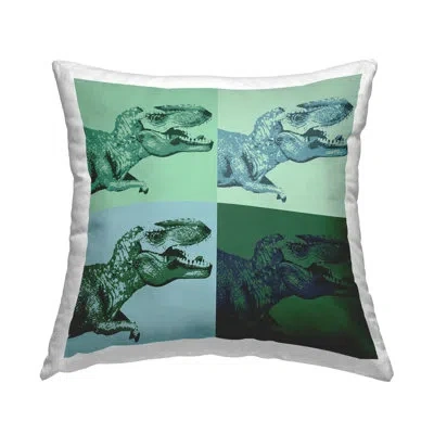 Stupell Industries Pop Style Dinosaur T-rex Animal Printed Throw Pillow Design By Daphne Polselli In Beige