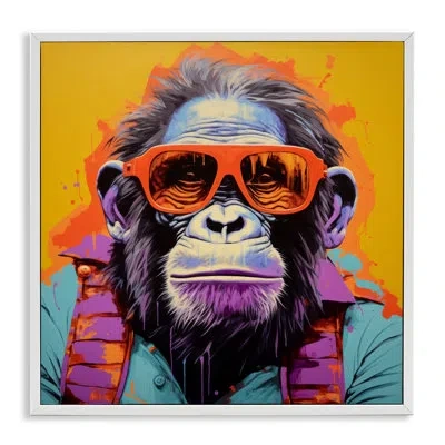 Stupell Industries Pop Style Gorilla In Coastal White Framed Giclee