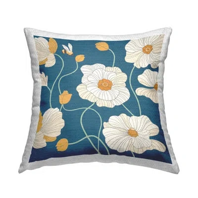 Stupell Industries Poppy Flowers On Blue Outdoor Printed Pillow By Jennifer Brinley Rep. Levison Designs
