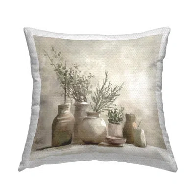 Stupell Industries Pottery Herbs Still Life Outdoor Printed Pillow By Imagine It Images In Beige